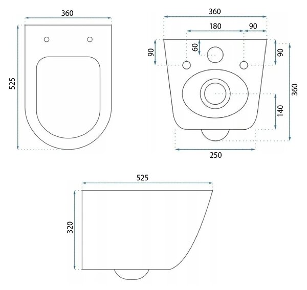 Felfüggesztett wc csésze Rea Eddy Tornado Rimless Flat N