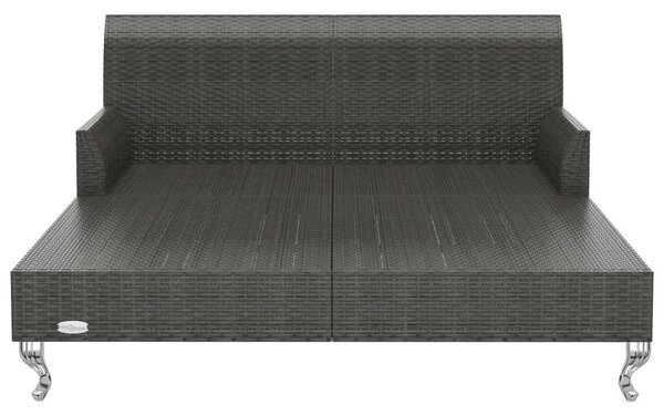 VidaXL Kert Napozóágy - 2 Személyes - Fekete Polyrattan