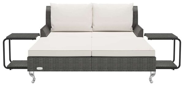 VidaXL Kert Napozóágy - 2 Személyes - Fekete Polyrattan
