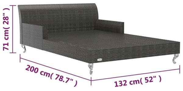 VidaXL Kert Napozóágy - 2 Személyes - Fekete Polyrattan