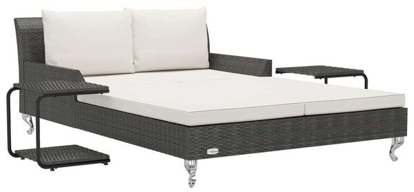 VidaXL Kert Napozóágy - 2 Személyes - Fekete Polyrattan