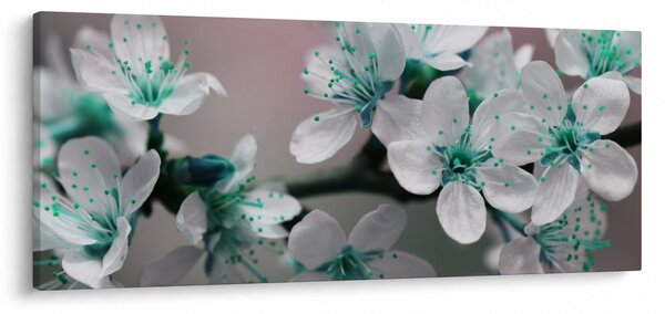 Virágos kép - türkiz (120x50 cm)