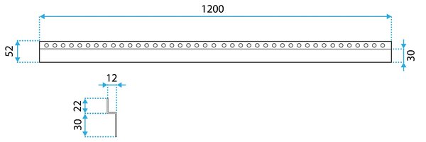 Szemközti zuhanytálca profil 120cm Gold