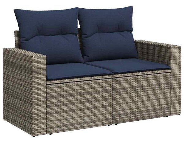 10 db szürke polyrattan kerti kanapégarnitúra párnákkal