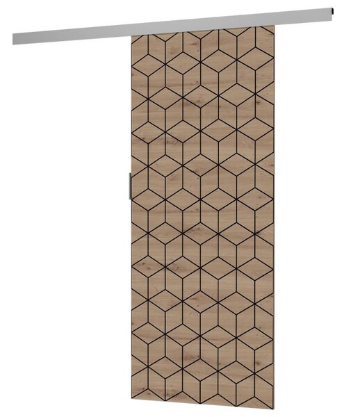 Aldabra Luca tolóajtó geometrikus mintával, 86x205x16 cm, tölgy