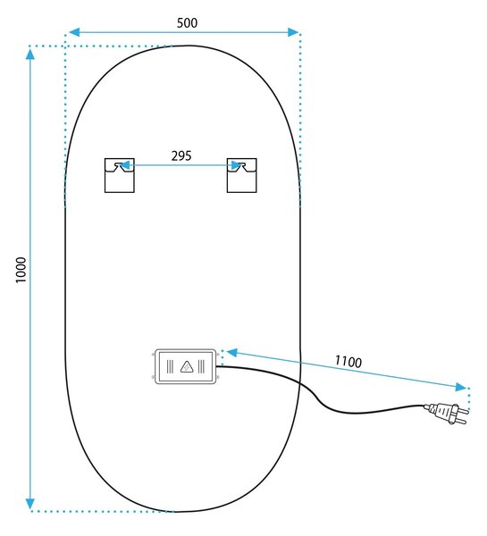 Tükör LED OVL 50x100cm Gold