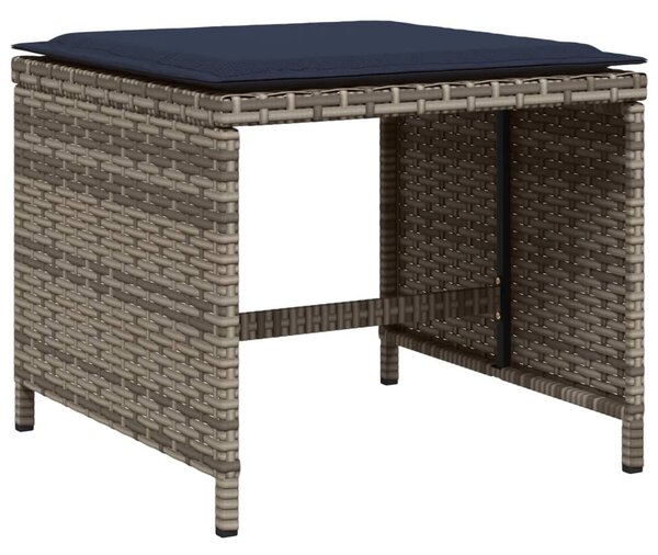 9 db szürke polyrattan kerti étkezőgarnitúra párnákkal