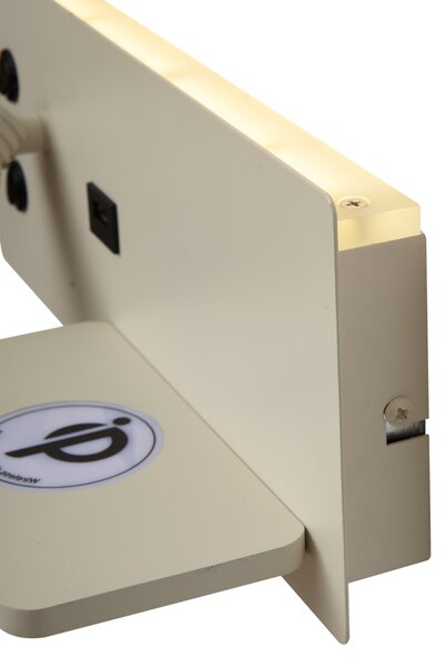 2 darabos bézs fali lámpa szett LED-del, USB-vel és indukciós töltővel - Riza
