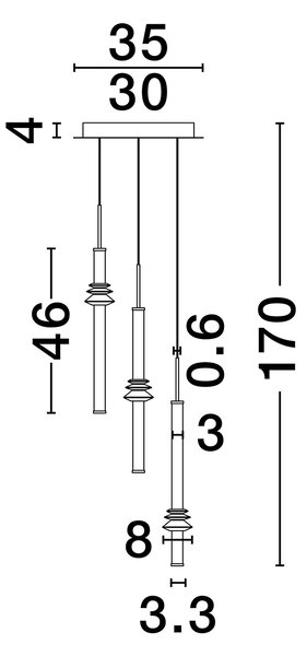 Stalactite több ágú függesztett lámpa
