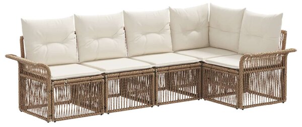 Kerti Kanapé Szett 5 db Bézs polirattan