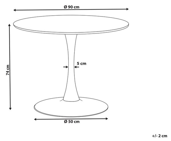 Étkezőasztal BOCA Fekete márvány 90 cm 90 cm