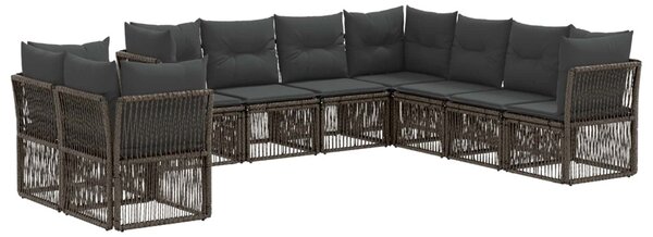 Kerti Kanapé Szett 9 db Szürke polirattan