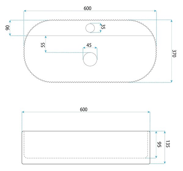 Rea Marcela Kallisto, pultra szerelhető mosdó 600×370×135 mm, matt kőutánzat bézs, REA-U3517