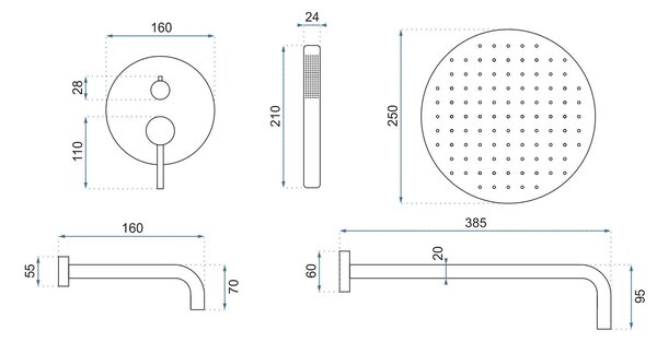 Rejtett Zuhanyszett Rea Lungo Copper + BOX
