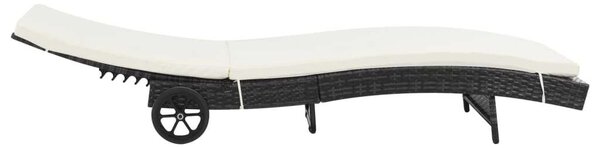 VidaXL Napozóágy - 2 db - Fekete Polyrattan - Párnával