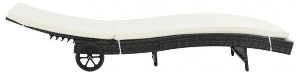 Napozóágy - Fekete Polyrattan - Állítható - 199cm