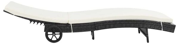 Napozóágy - Fekete Polyrattan - Állítható - 199cm