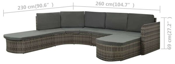 VidaXL 4 részes szürke polyrattan kerti bútorszett párnákkal