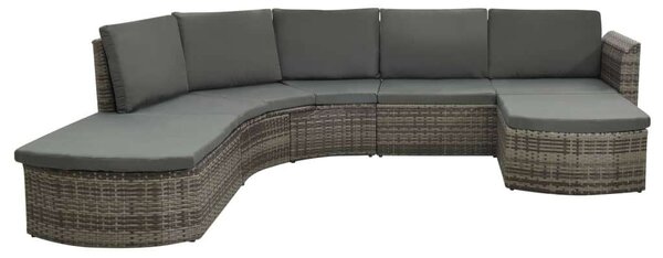 VidaXL 4 részes szürke polyrattan kerti bútorszett párnákkal
