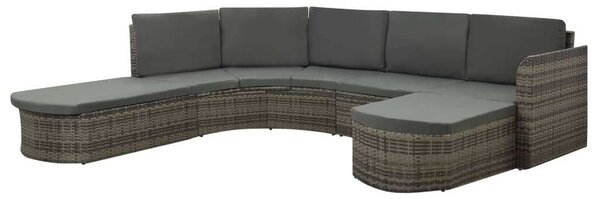 VidaXL 4 részes szürke polyrattan kerti bútorszett párnákkal
