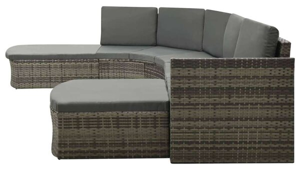 VidaXL 4 részes szürke polyrattan kerti bútorszett párnákkal