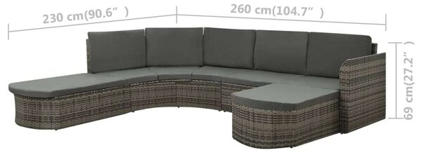 VidaXL 4 részes szürke polyrattan kerti bútorszett párnákkal