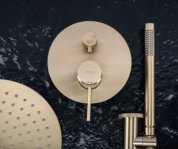 Zuhanyszett rejtett Rea Lungo Grip Gold Brush + box