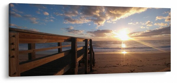 A móló, a strand és a tenger képe (120x50 cm)