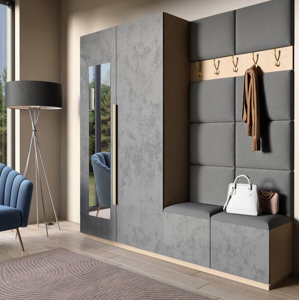 Kárpitozott panel szett 10 db. Quadra 100x200 cm (szürke)
