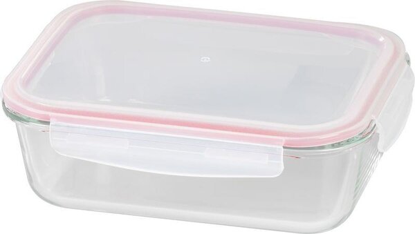 Tárolóedény MagicHome, Téglalap alakú, 1500 ml, fedéllel, Clip, üveg
