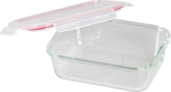 Tárolóedény MagicHome, Téglalap alakú, 1000 ml, fedéllel, Clip, üveg