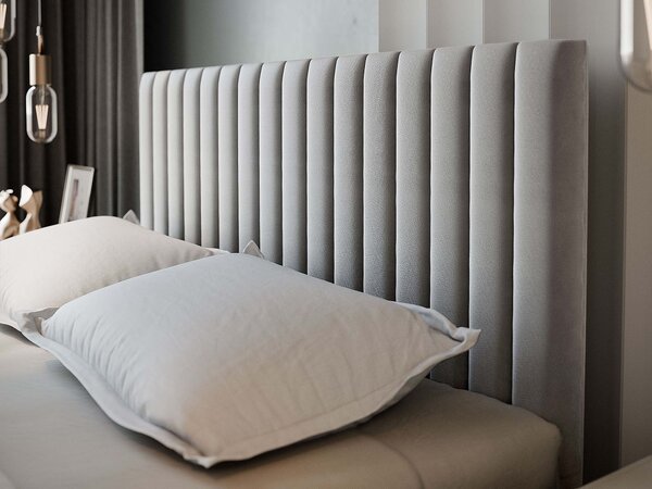 ARION kárpitozott boxspring franciaágy 140x200 – világosszürke