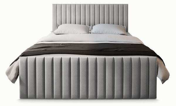 ARION kárpitozott boxspring franciaágy 140x200 – világosszürke