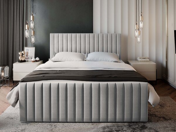 ARION kárpitozott boxspring franciaágy 140x200 – világosszürke