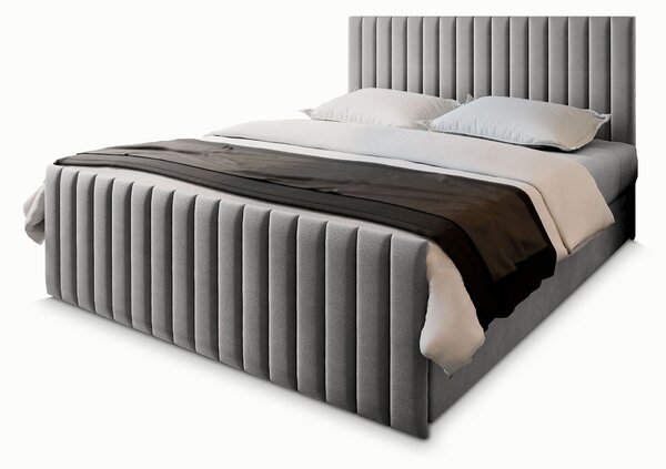 ARION kárpitozott boxspring franciaágy 140x200 – világosszürke