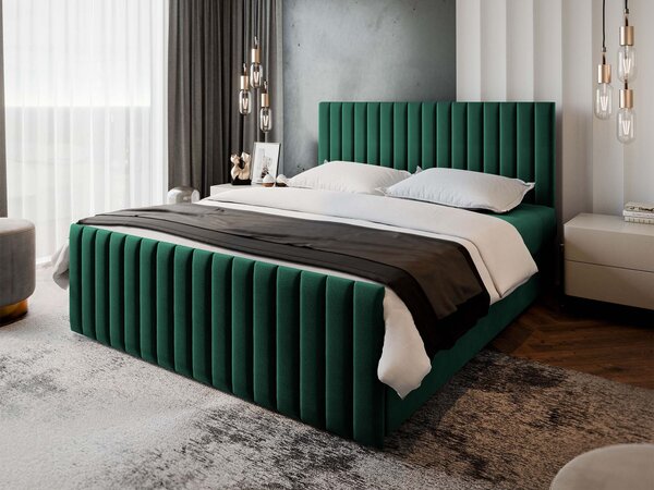 ARION kárpitozott boxspring franciaágy 160x200 – zöld