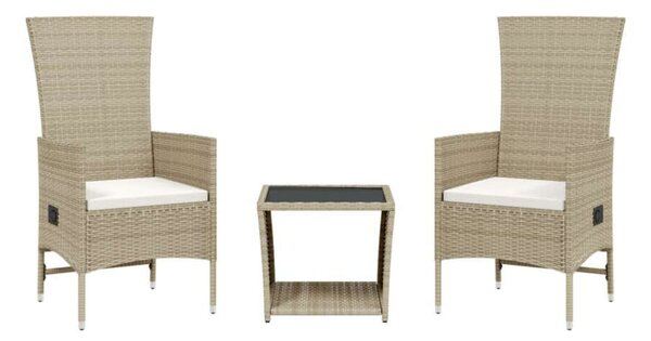 VidaXL Polyrattan Kerti Étkezőgarnitúra - 3 részes