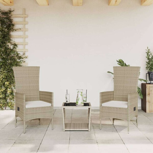 VidaXL Polyrattan Kerti Étkezőgarnitúra - 3 részes