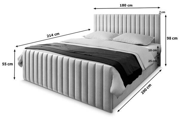 ARION kárpitozott boxspring franciaágy 180x200 – zöld