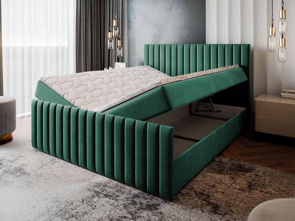 ARION kárpitozott boxspring franciaágy 160x200 – zöld