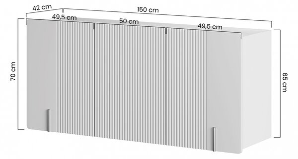 Malmi függesztett komód 150 cm háromajtós - kasmír / fekete
