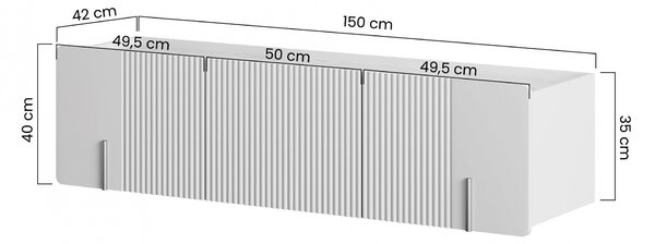 Malmi függesztett TV szekrény 150 cm – kasmír / krém bianca / arany elemek