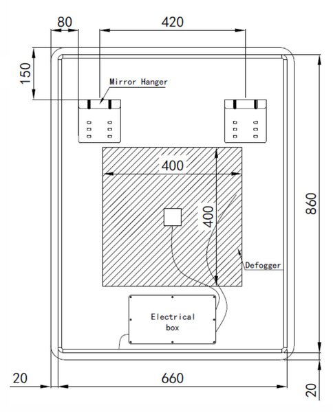 Álló fürdőszobai LED tükör 70x90cm | Páramentesítő funkció - Beépített óra - Fényerő és színhőmérséklet szabályozás | Welland Luxury-Line G1095