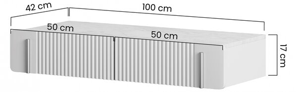 Malmi 100 cm-es függő fésülködőasztal fiókokkal - kasmír / crema bianca / arany