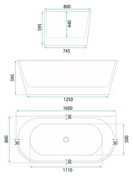 Fürdőkád CAPRI 160cm