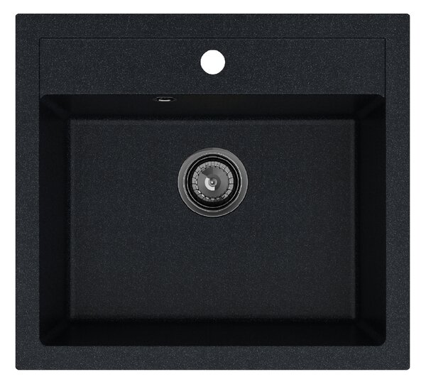 SINK Quality Mosogató Quality Ferrum, konyhai gránit mosogató 565x510x205 mm + fekete szifon, fekete foltos-Brocade, SKQ-FER.B.1K60.XB