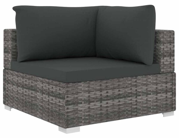 5-részes szürke polyrattan kerti bútorszett párnákkal