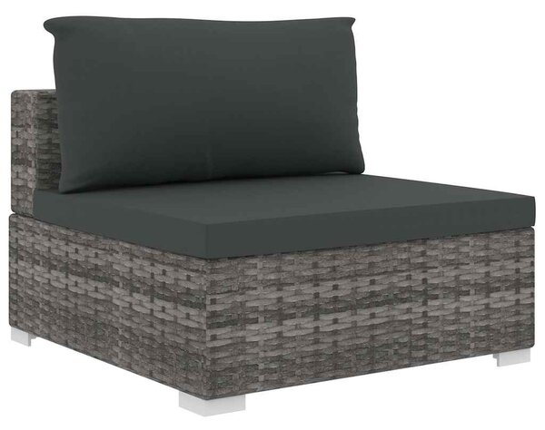 5-részes szürke polyrattan kerti bútorszett párnákkal