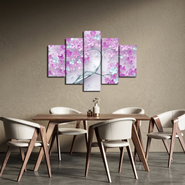 Virágok képe egy ezüst törzsön - absztrakt (150x105 cm)