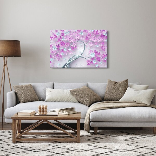 Virágok képe egy ezüst törzsön - absztrakt (90x60 cm)